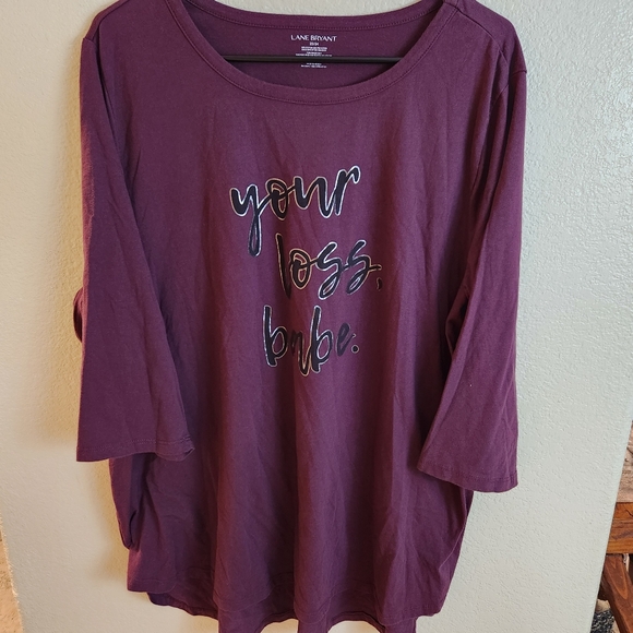 Lane Bryant Graphic Purple Relaxed Casual Tee Shirt Size 24 - Picture 4 of 5